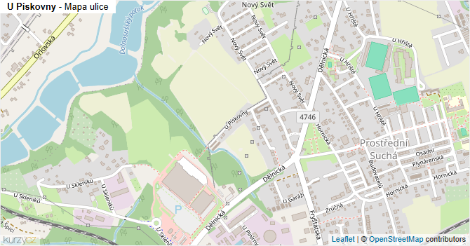 U Pískovny - mapa ulice