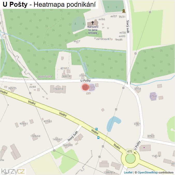 Mapa U Pošty - Firmy v ulici.