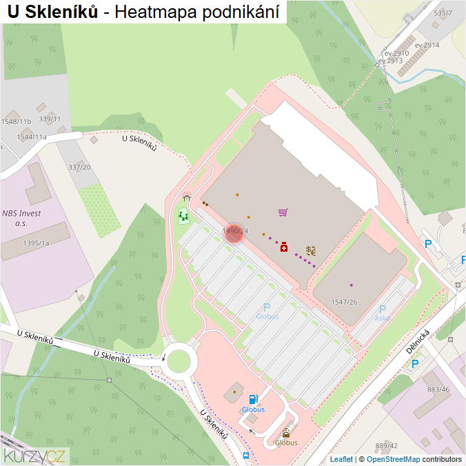 Mapa U Skleníků - Firmy v ulici.