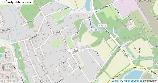 U Školy - mapa ulice