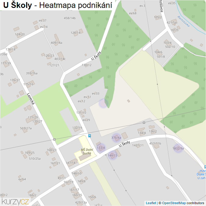 Mapa U Školy - Firmy v ulici.