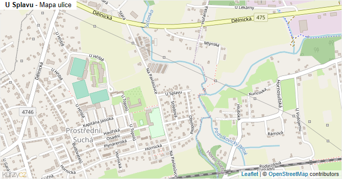 U Splavu - mapa ulice