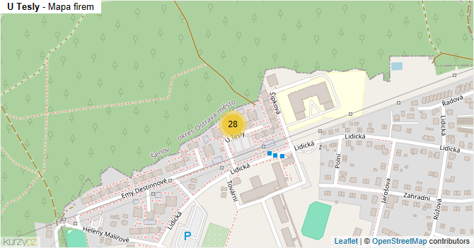 U Tesly - mapa firem