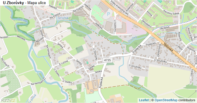 U Zborůvky - mapa ulice
