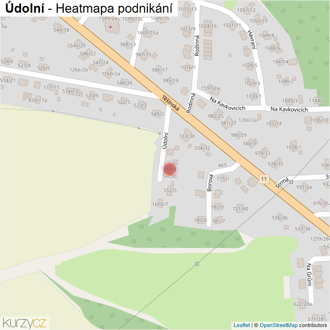 Mapa Údolní - Firmy v ulici.