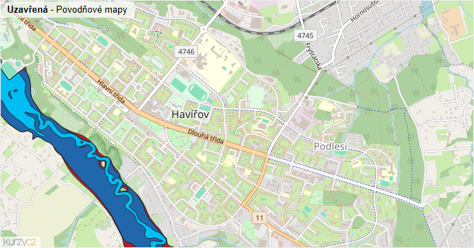 Uzavřená - záplavové mapy stoleté vody