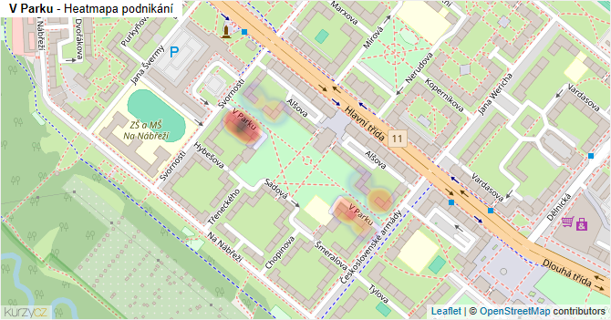 V Parku - mapa podnikání