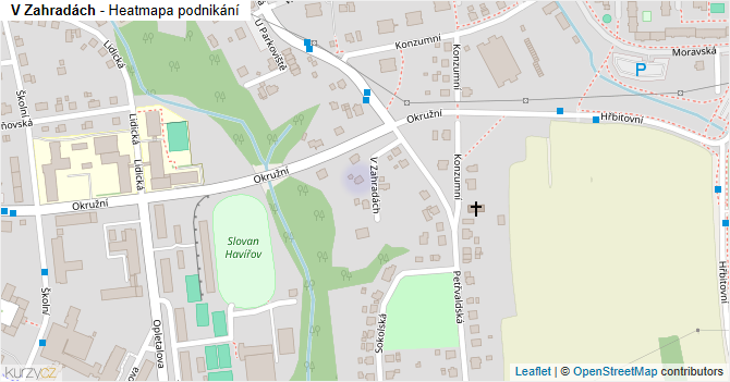 V Zahradách - mapa podnikání