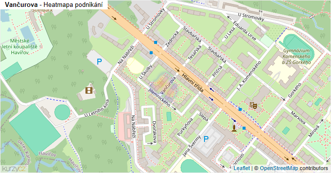 Vančurova - mapa podnikání