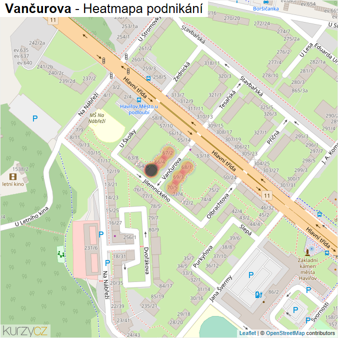 Mapa Vančurova - Firmy v ulici.