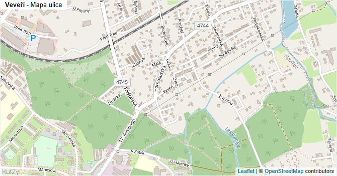 Veveří - mapa ulice