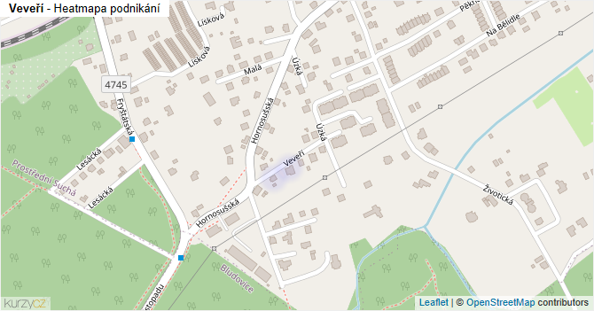 Veveří - mapa podnikání