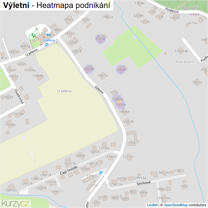 Mapa Výletní - Firmy v ulici.