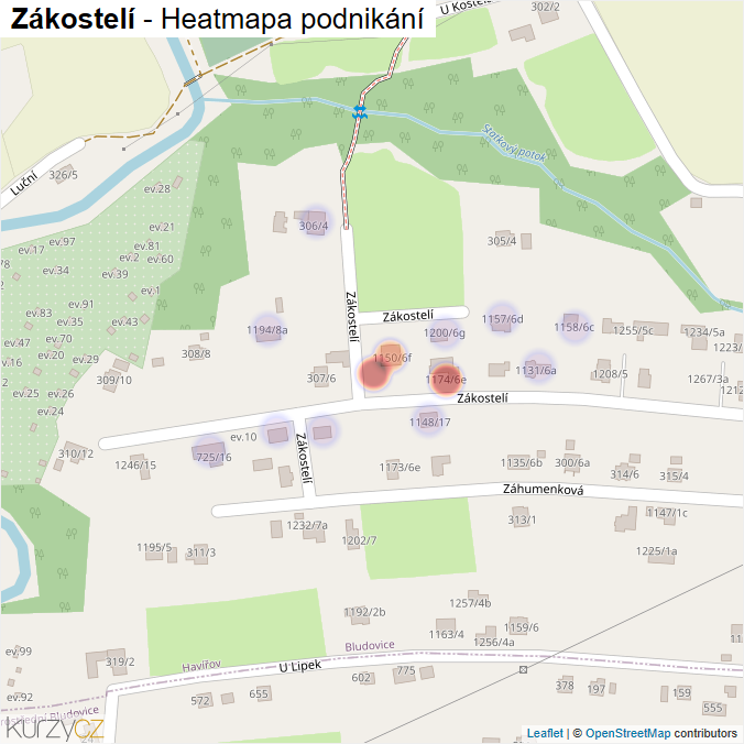 Mapa Zákostelí - Firmy v ulici.