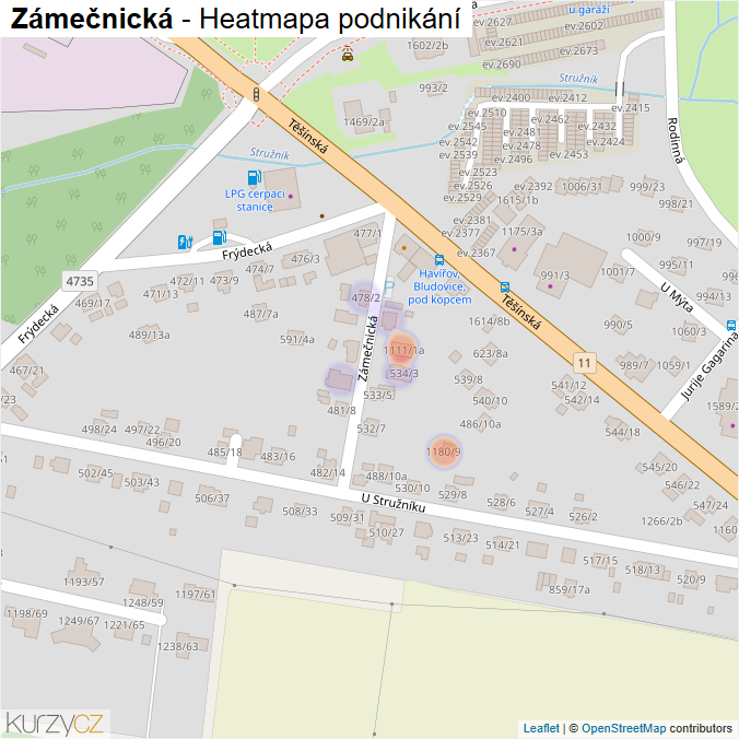 Mapa Zámečnická - Firmy v ulici.