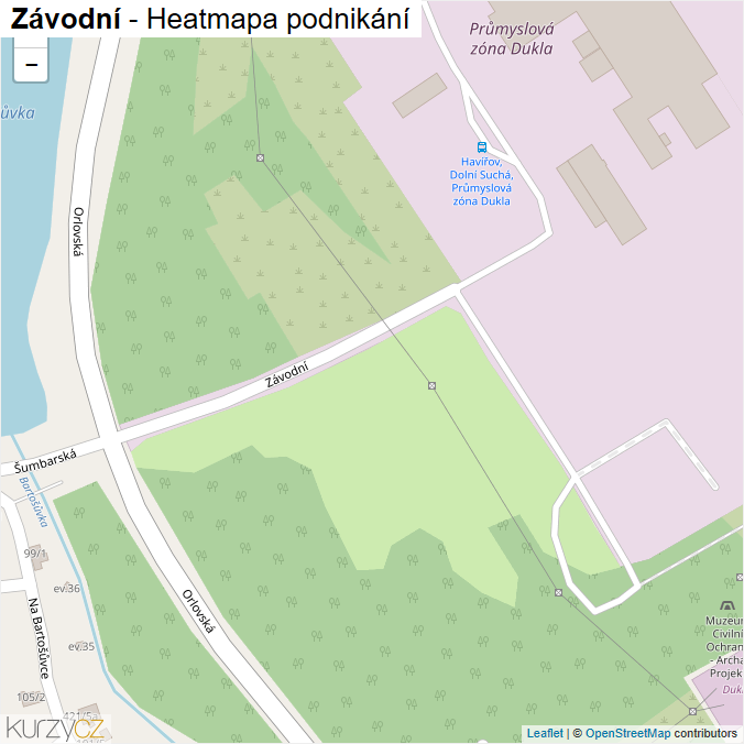 Mapa Závodní - Firmy v ulici.