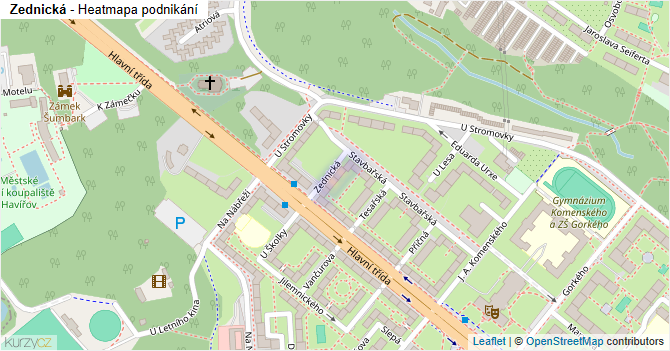 Zednická - mapa podnikání