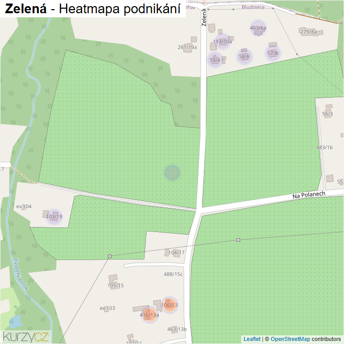 Mapa Zelená - Firmy v ulici.