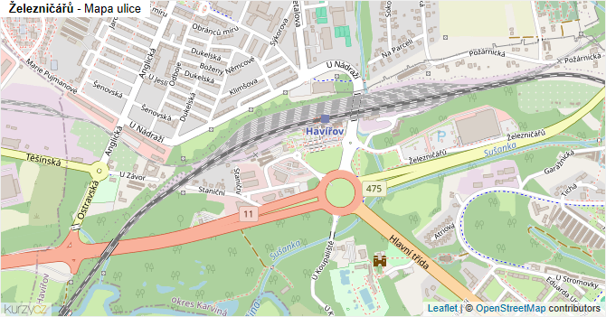 Železničářů - mapa ulice
