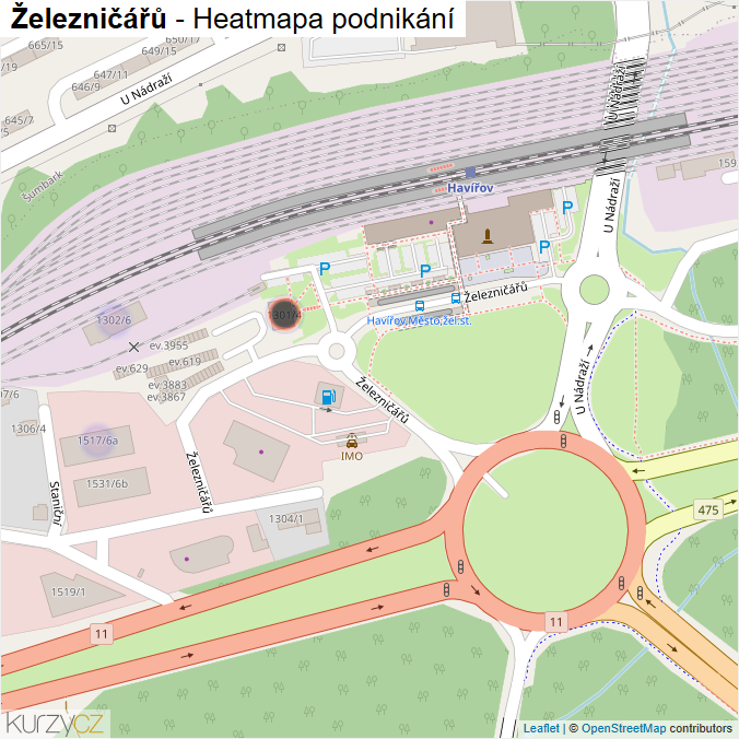 Mapa Železničářů - Firmy v ulici.