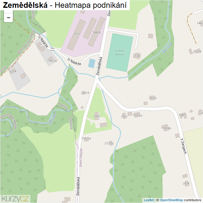 Mapa Zemědělská - Firmy v ulici.