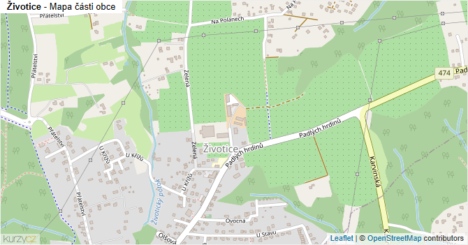 Životice - mapa části obce
