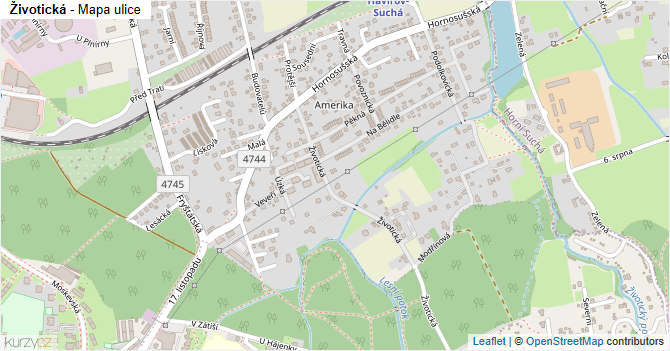Životická - mapa ulice