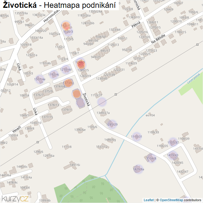 Mapa Životická - Firmy v ulici.