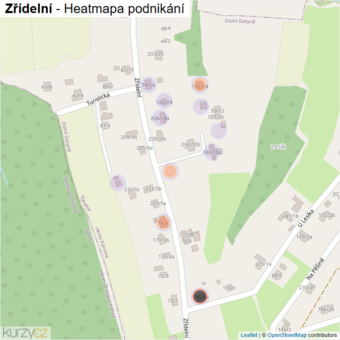 Mapa Zřídelní - Firmy v ulici.