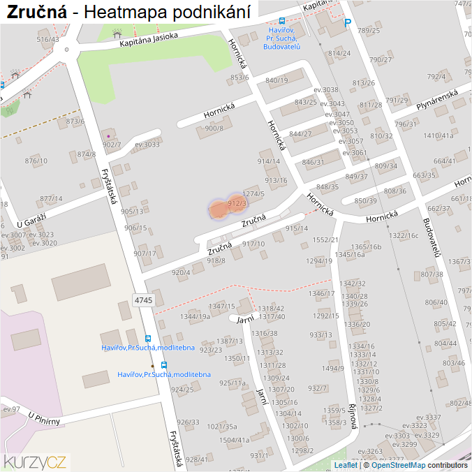 Mapa Zručná - Firmy v ulici.