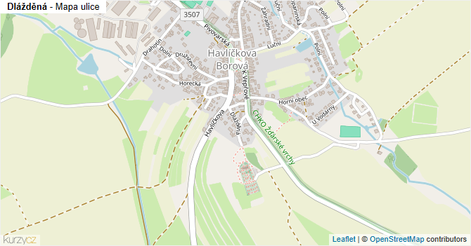 Dlážděná - mapa ulice