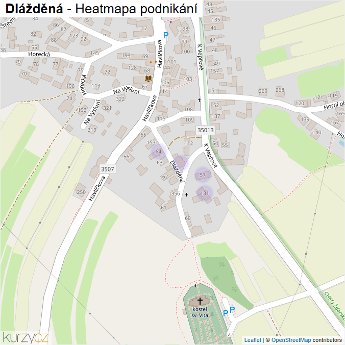 Mapa Dlážděná - Firmy v ulici.
