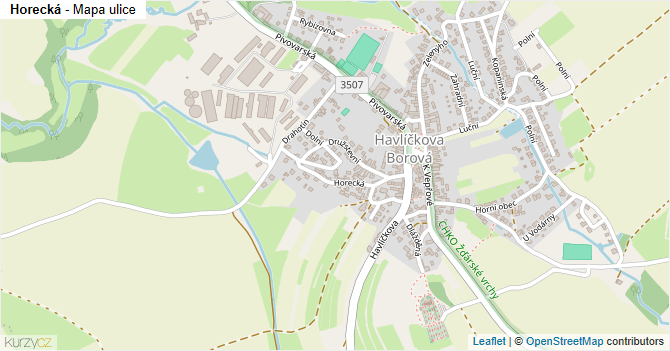Horecká - mapa ulice
