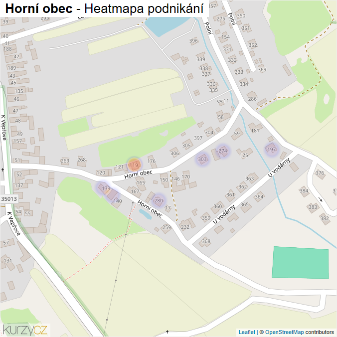 Mapa Horní obec - Firmy v ulici.