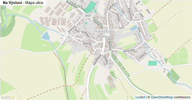 Na Výsluní - mapa ulice