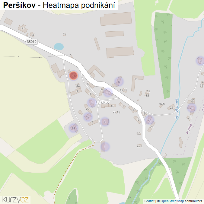 Mapa Peršíkov - Firmy v části obce.