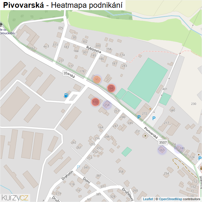 Mapa Pivovarská - Firmy v ulici.