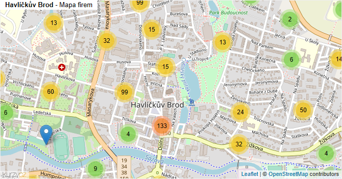 Havlíčkův Brod - mapa firem