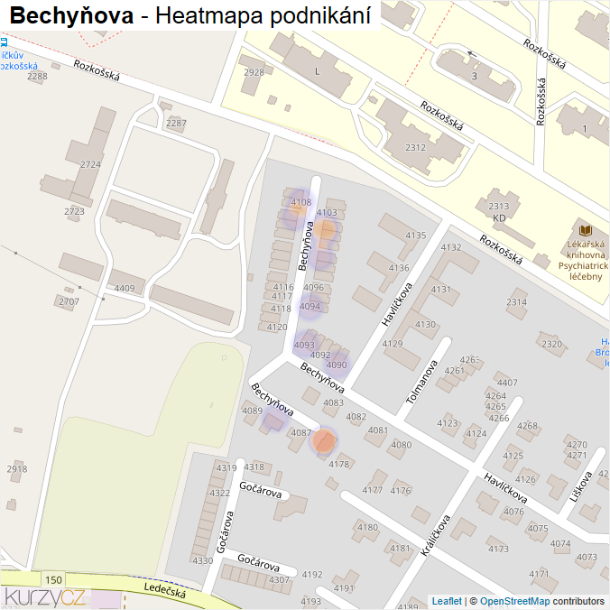 Mapa Bechyňova - Firmy v ulici.