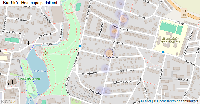 Bratříků - mapa podnikání