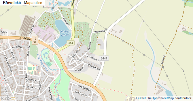 Břevnická - mapa ulice