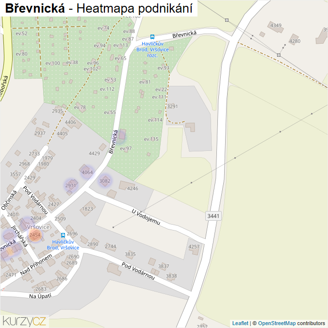 Mapa Břevnická - Firmy v ulici.