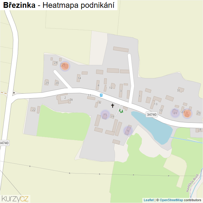 Mapa Březinka - Firmy v části obce.