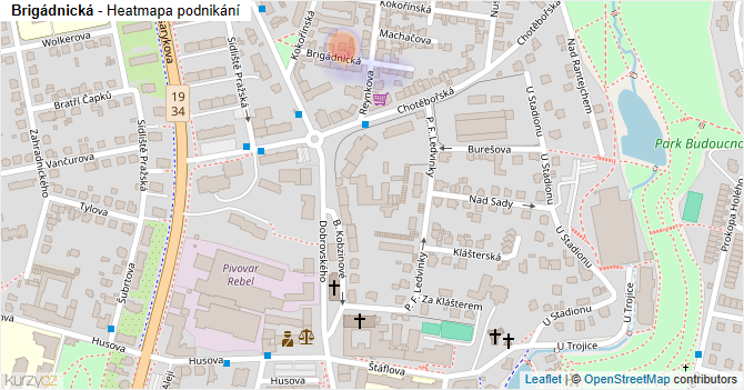 Brigádnická - mapa podnikání