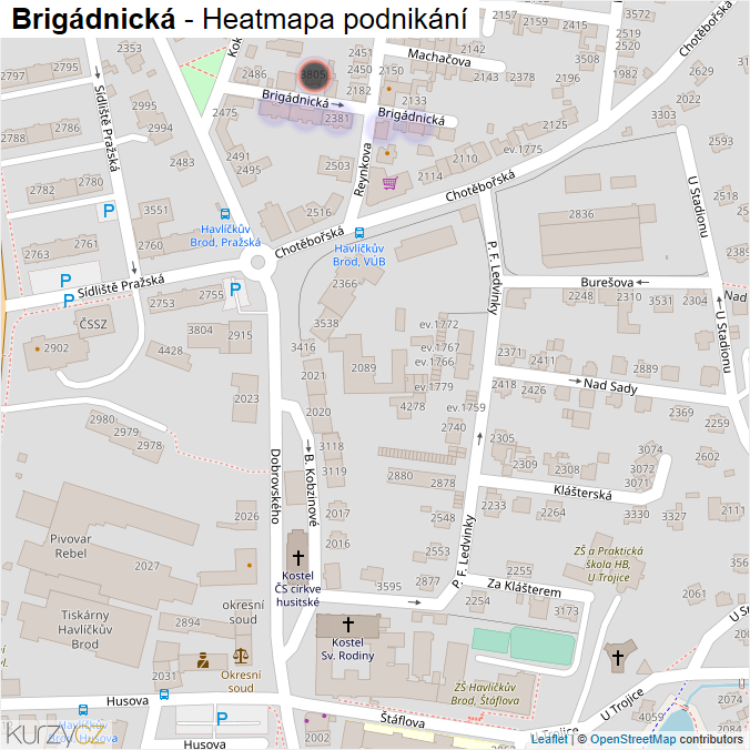 Mapa Brigádnická - Firmy v ulici.