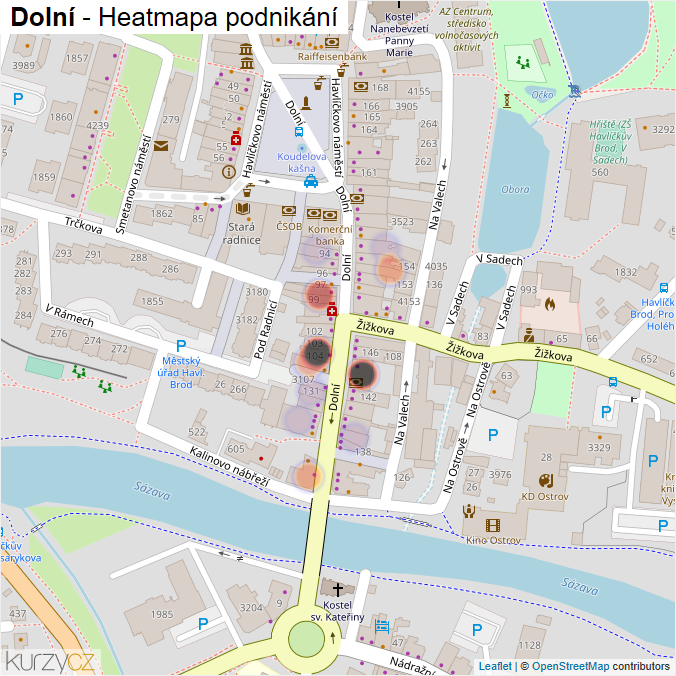 Mapa Dolní - Firmy v ulici.