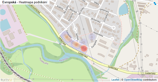Evropská - mapa podnikání