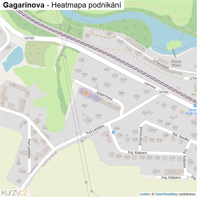 Mapa Gagarinova - Firmy v ulici.