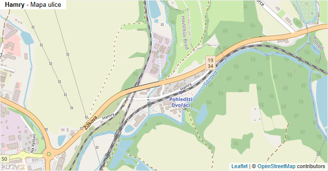 Hamry - mapa ulice