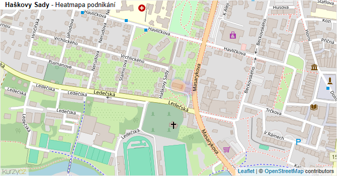 Haškovy Sady - mapa podnikání